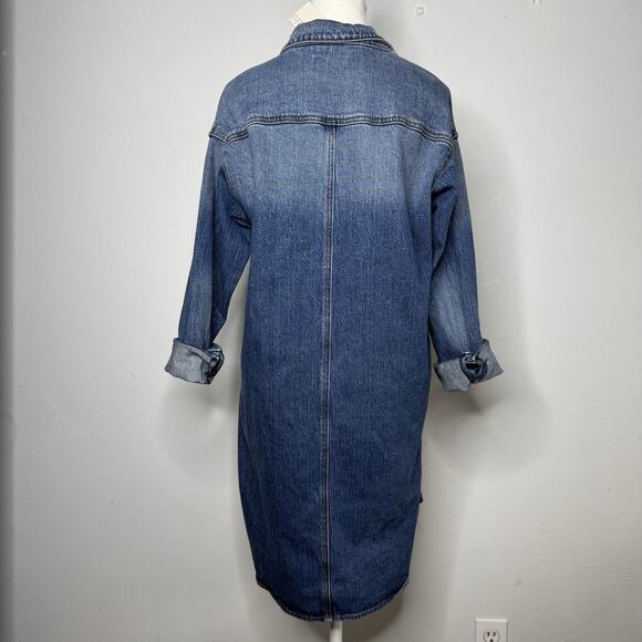Evereve Denim Shirt Dress Button Front Long Sleeve Medium Wash Women’s Small NWT - Picture 3 of 9